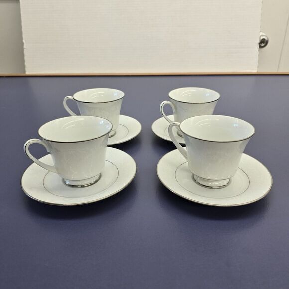 NORITAKE Rainer 6909 Cups & Saucers Set of 4 Vintage Tea Coffee Vintage - Picture 1 of 7